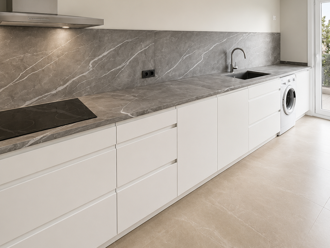 Cocina moderna de madera fabricada a medida por Carpintería 3DU